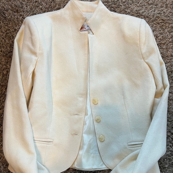 Talls by Robert vintage 100% wool women's cream color blazer jacket size 9/10 - Picture 1 of 6